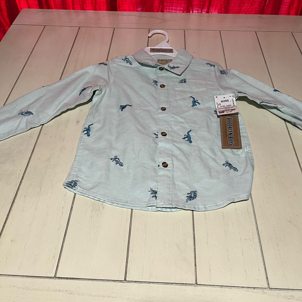 Brooklyn Boys Dinosaur Embroidered Shirt NEW